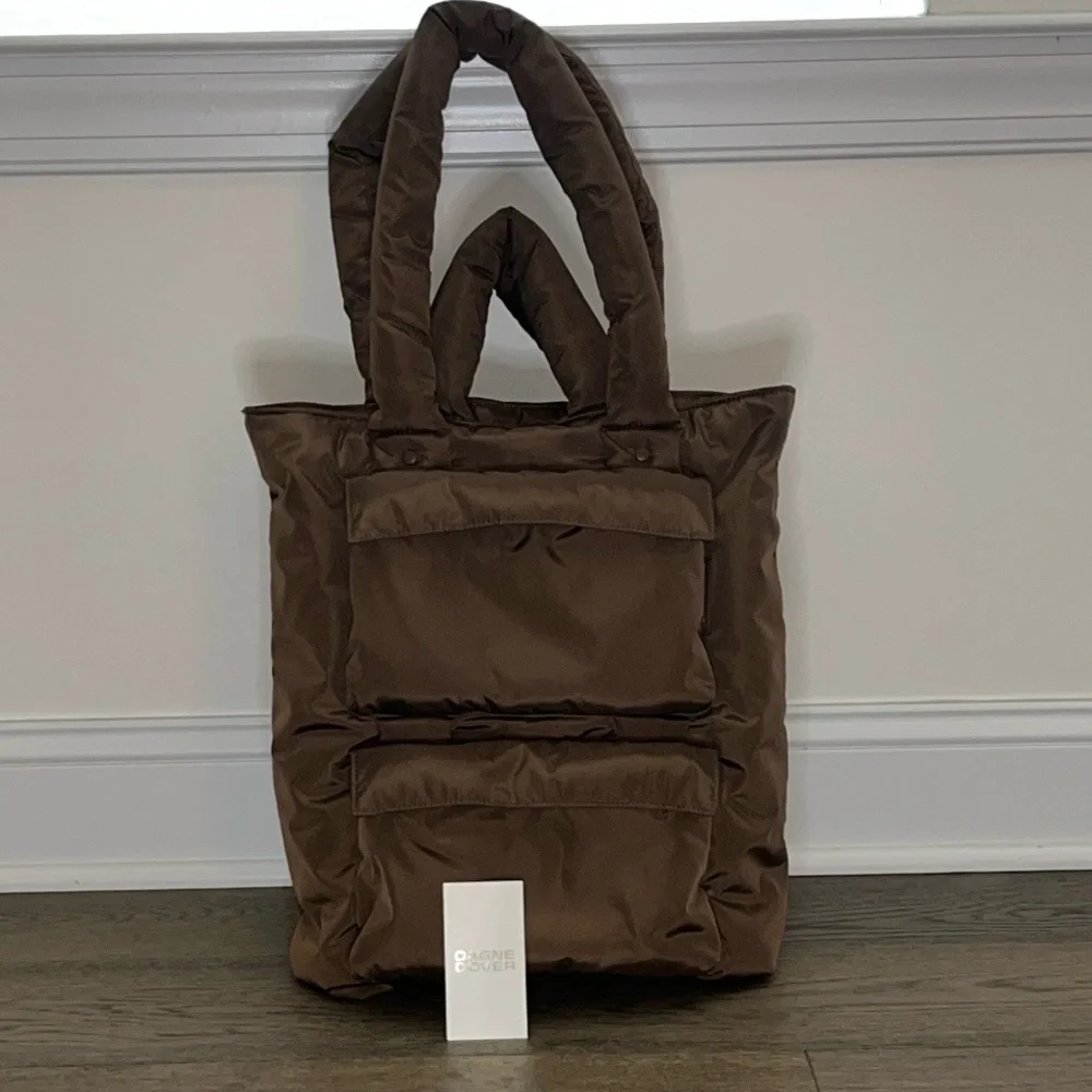 Dagne Dover Brown Puffer Tote Bag - Picture 3 of 10